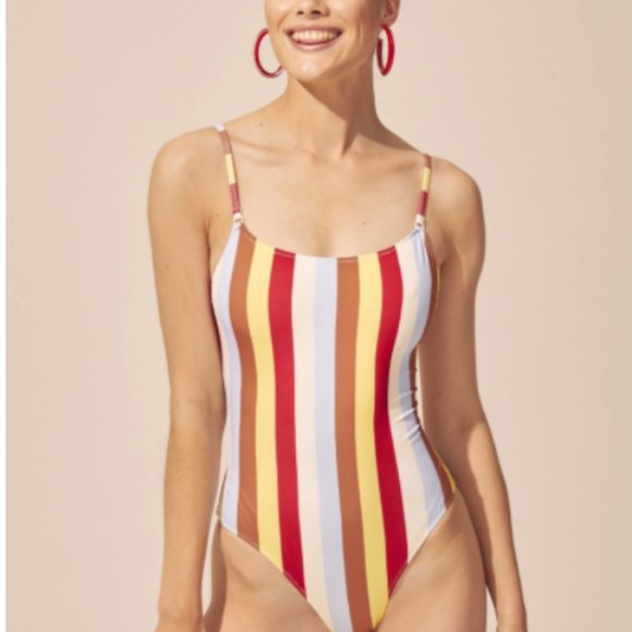 Solid & Striped One Piece Swimsuit NINA SMALL - Picture 1 of 5